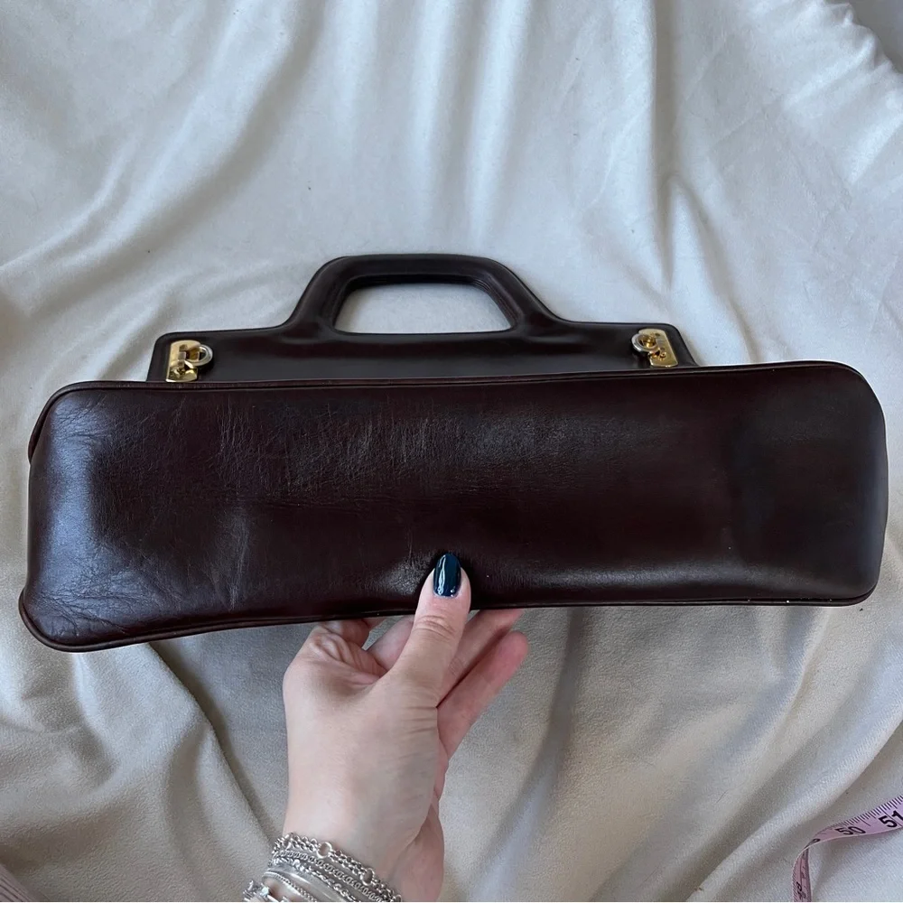 Salvatore Ferragamo Wanda Vintage Briefcase Style Structured Brown Leather Bag - Picture 6 of 10